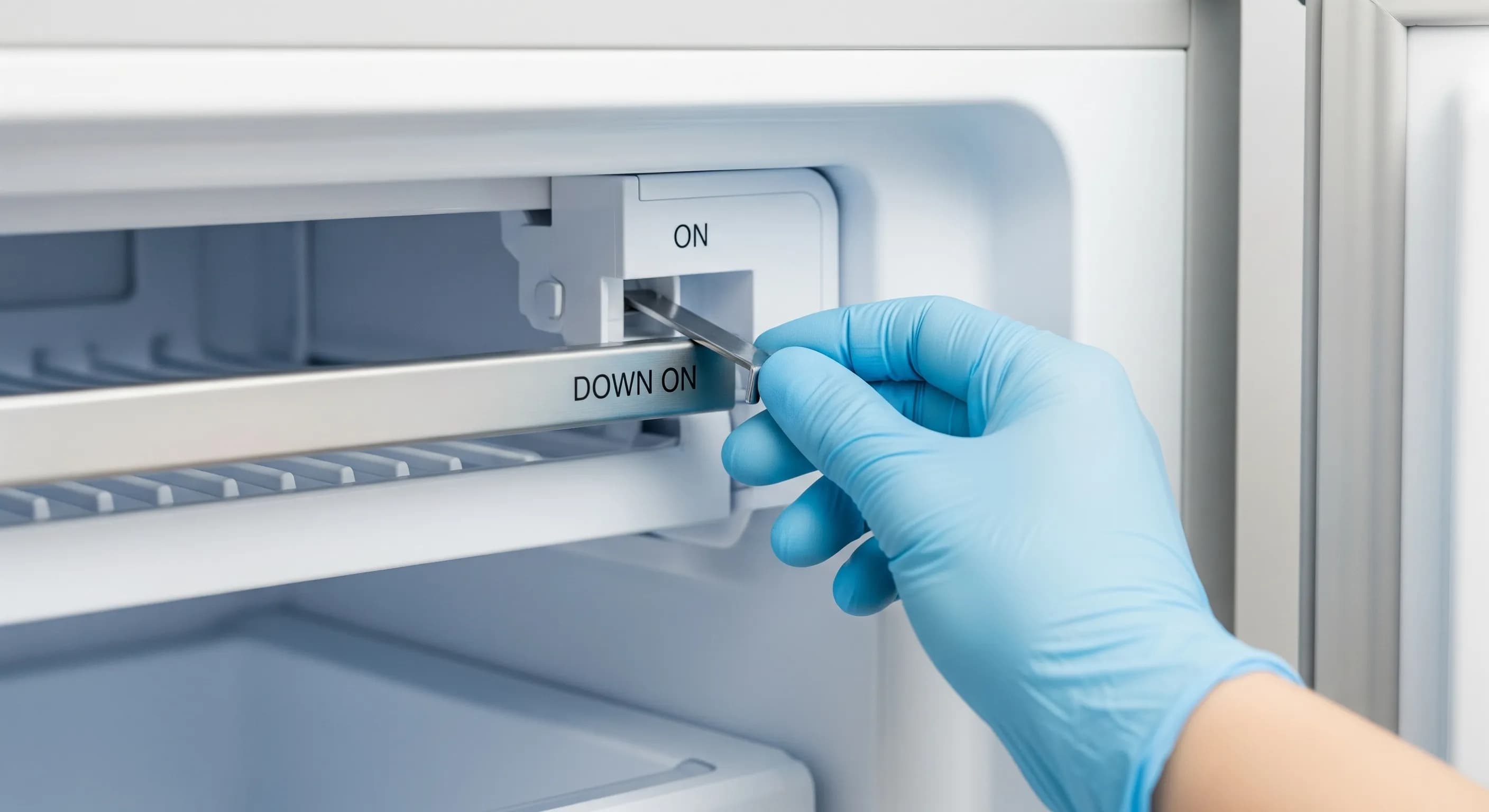 Check Ice Maker Control Arm / On/Off Switch