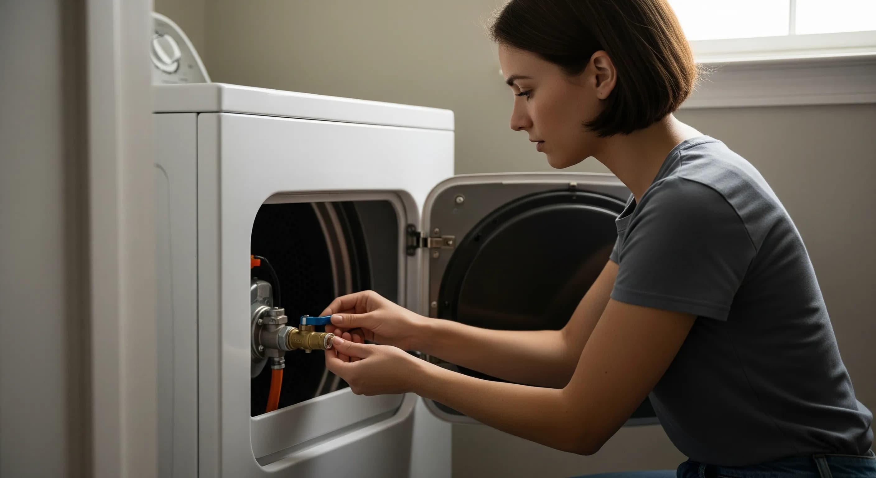 Check Gas Supply Valve (Gas Dryers Only)